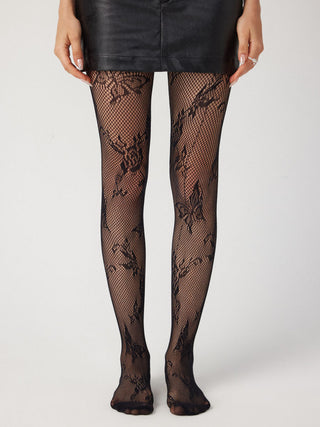 FLORAL & BUTTERFLY FISHNET TIGHTS For Party/Clubbing