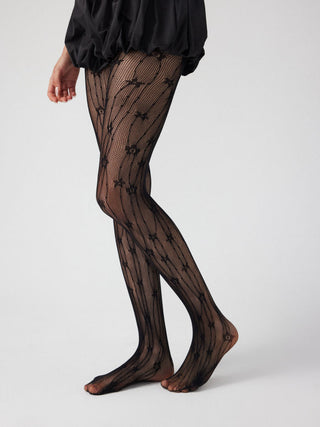 FLORAL STRIPE FISHNET TIGHTS For Daily Casual Party/Clubbing