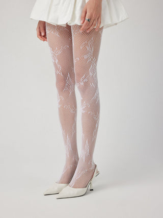 FLORAL & BUTTERFLY FISHNET TIGHTS For Party/Clubbing