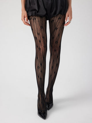 FLORAL STRIPE FISHNET TIGHTS For Daily Casual Party/Clubbing