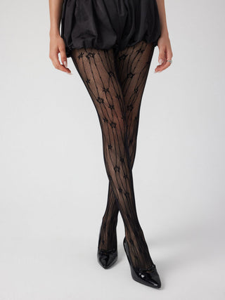 FLORAL STRIPE FISHNET TIGHTS For Daily Casual Party/Clubbing