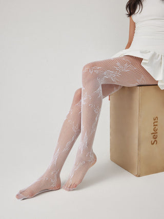 FLORAL & BUTTERFLY FISHNET TIGHTS For Party/Clubbing
