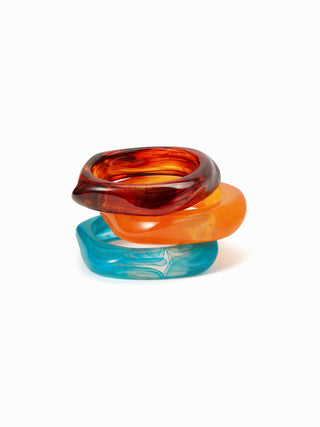3PCS MARBLE PATTERN RESIN BRACELET SET For Music Festival/Live House Vacation