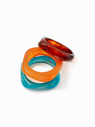 3PCS MARBLE PATTERN RESIN BRACELET SET For Music Festival/Live House Vacation