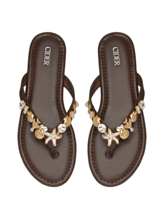 STARFISH & SHELL & RHINESTONE FLIP-FLOP SLIPPERS For Vacation Beach