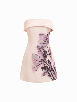 Satin Satin Floral Strapless A-line Mini Dress For Daily Casual Vacation