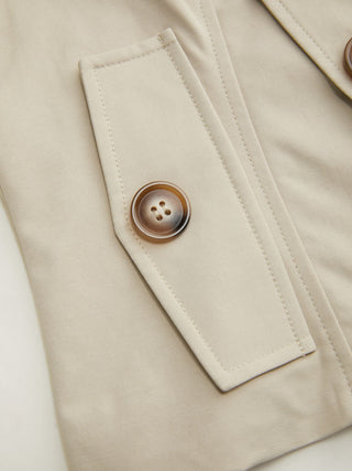 Notched Collar Puff Sleeve Asymmetrical Button Blouse