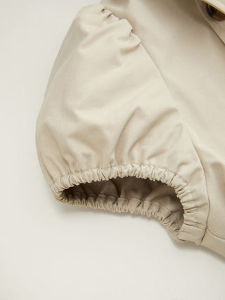 Notched Collar Puff Sleeve Asymmetrical Button Blouse