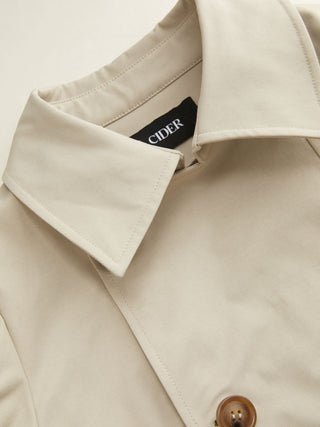 Notched Collar Puff Sleeve Asymmetrical Button Blouse
