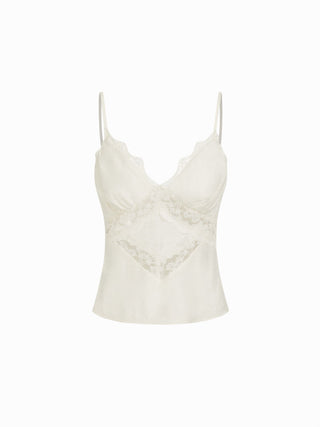 Lace Trim V-Neck Slim Cami Blouse