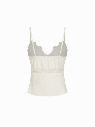 Lace Trim V-Neck Slim Cami Blouse