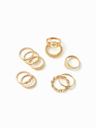 10PCS RHINESTONE DECOR RING SET For Music Festival/Live House Party/Clubbing