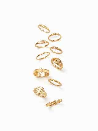 10PCS RHINESTONE DECOR RING SET For Music Festival/Live House Party/Clubbing