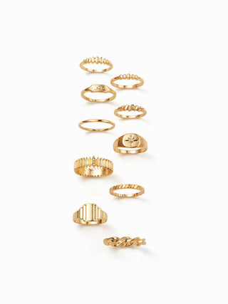 10PCS RHINESTONE DECOR RING SET For Music Festival/Live House Party/Clubbing