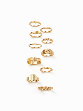 10PCS RHINESTONE DECOR RING SET For Music Festival/Live House Party/Clubbing