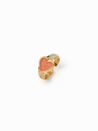 HEART & CLOCK PENDANT OPEN RING