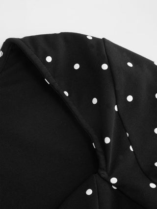 Cotton-blend Polka Dot V-neck Ruched Short Sleeve Top