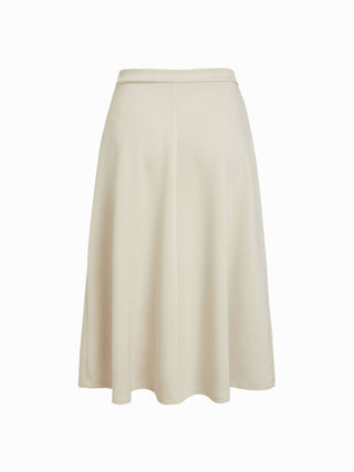 Knit Fabric Mock Neck Ruched Asymmetrical Hem Top & Mid Rise A-line Midi Skirt Set For Daily Casual Work