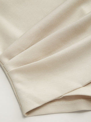 Knit Fabric Mock Neck Ruched Asymmetrical Hem Top & Mid Rise A-line Midi Skirt Set For Daily Casual Work