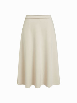 Knit Fabric Mock Neck Ruched Asymmetrical Hem Top & Mid Rise A-line Midi Skirt Set For Daily Casual Work