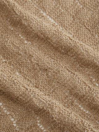 Knit Metallic Textured Cowl Neck Halter Halter Tank Top