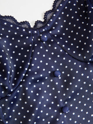 Polka Dot Sweetheart Neck Lace Trim Tiered Ruffled Mini Dress