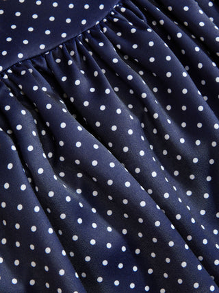Polka Dot Sweetheart Neck Lace Trim Tiered Ruffled Mini Dress