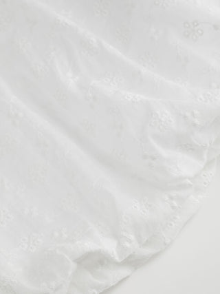 Cotton Lace Jacquard V-neck Bubble Hem Oversized Mini Dress
