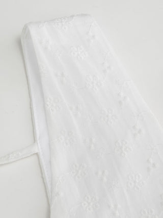 Cotton Lace Jacquard V-neck Bubble Hem Oversized Mini Dress