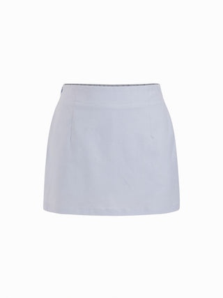 Linen-blend Square Neck Peplum Top & Mid Rise Mini Skirt Set