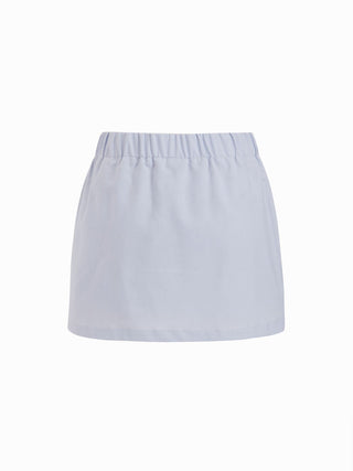 Linen-blend Square Neck Peplum Top & Mid Rise Mini Skirt Set
