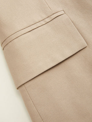 Linen-blend Linen-blend Short Sleeve Blazer For Daily Casual Work