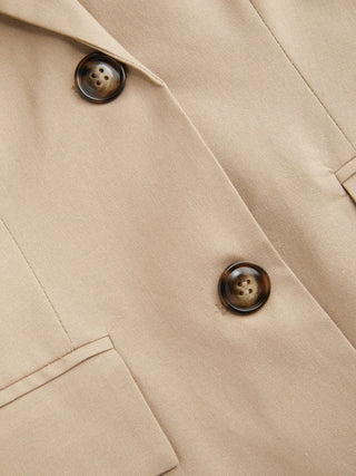 Linen-blend Linen-blend Short Sleeve Blazer For Daily Casual Work