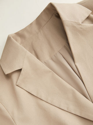Linen-blend Linen-blend Short Sleeve Blazer For Daily Casual Work