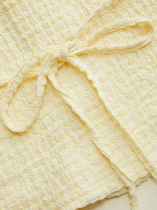 Cotton-blend Textured Notched Collar Tie Back Tank Top