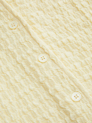 Cotton-blend Textured Notched Collar Tie Back Tank Top