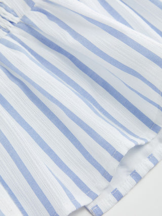 Cotton-blend Stripe V-neck Peplum Tank Blouse