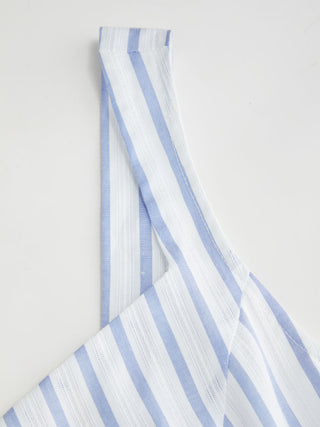 Cotton-blend Stripe V-neck Peplum Tank Blouse