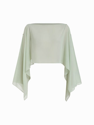 Satin Off-shoulder Cloak Sleeve Wrap Mermaid Maxi Dress