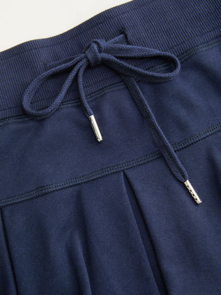 Cotton-blend Terry Low Rise Drawstring Pleated Mini Skirt