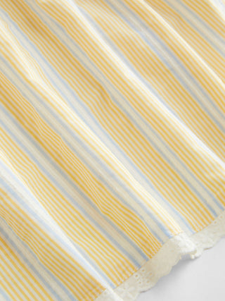 Cotton-blend Striped Sweetheart Neck Lace Trim Backless Flared Mini Dress