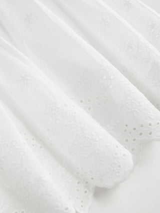 Cotton-blend Colorblock Broderie Anglaise A-line Mini Dress