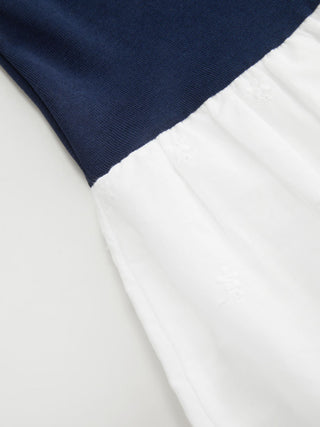 Cotton-blend Colorblock Broderie Anglaise A-line Mini Dress