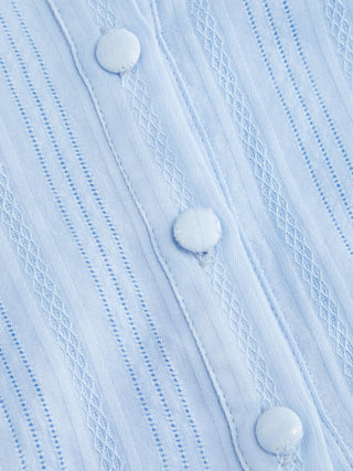 Cotton Textured Striped Bell Sleeve Shirt