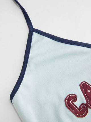 Cape Cod 25 Cotton-blend Graphic V-neck Backless Halter Top