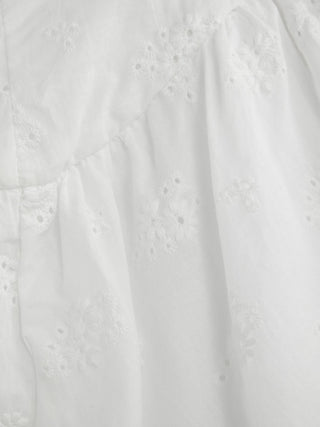 Cotton-blend Broderie Anglaise V-neck Lace Up Ruched A-line Mini Dress