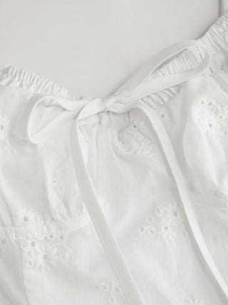 Cotton-blend Broderie Anglaise V-neck Lace Up Ruched A-line Mini Dress