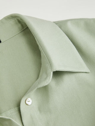 Linen-blend Short Sleeve Twist Knotted Shirt Midi Dress