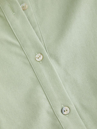 Linen-blend Short Sleeve Twist Knotted Shirt Midi Dress