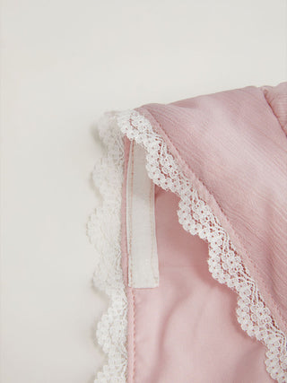 Square Neck Puff Sleeve Lace Trim Bowknot Ruched Oversized Blouse